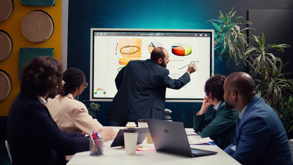 Human resources manager addressing team